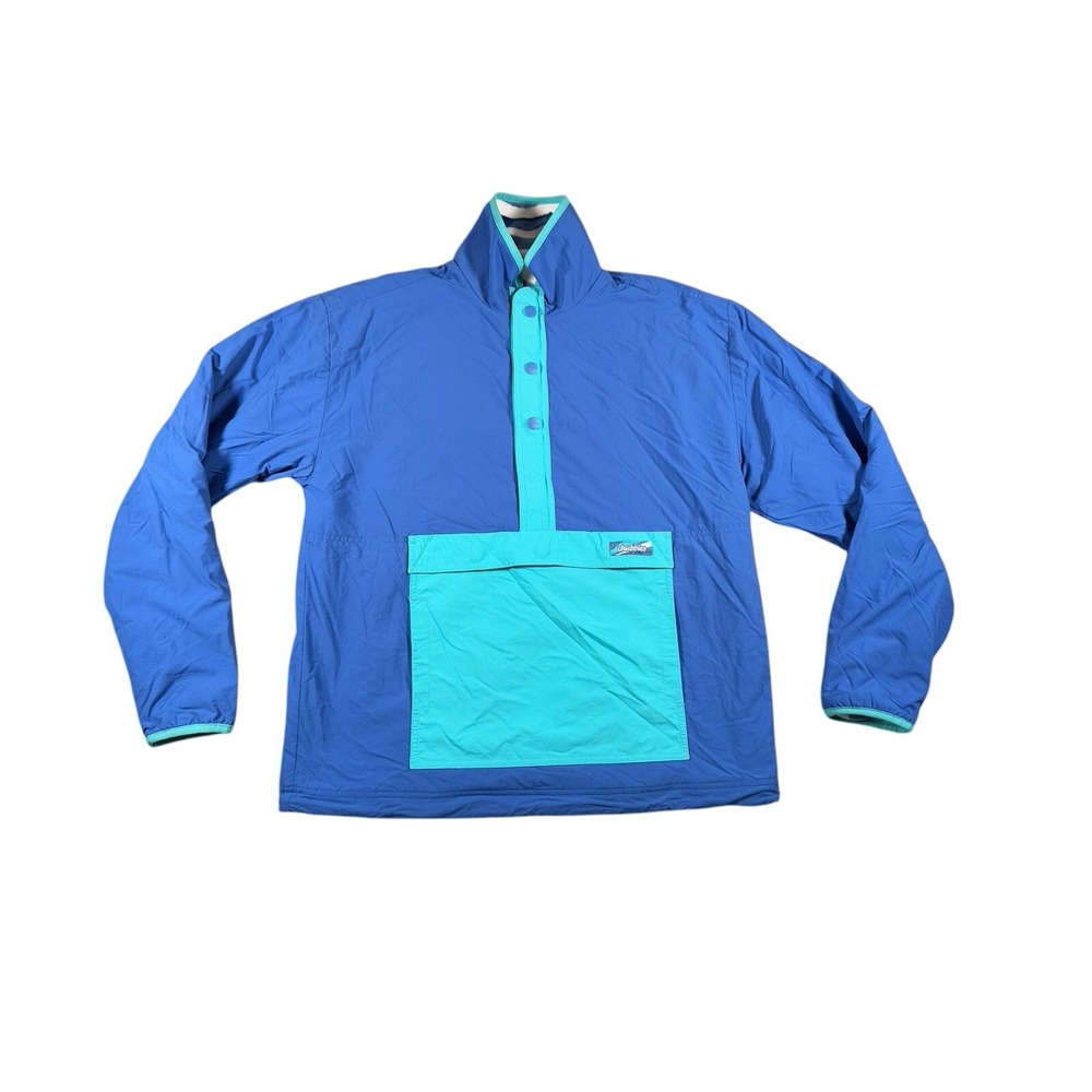 Chubbies Reversable‎ Jacket Men's Small Blue Pullover Button Snap Fleece Nylon